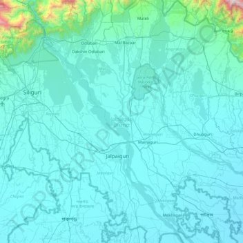 Jalpaiguri topographic map, elevation, terrain