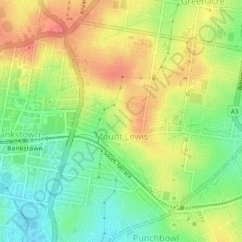 Mount Lewis topographic map, elevation, terrain