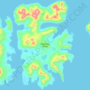 Kagalaska Island topographic map, elevation, terrain
