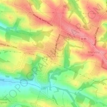 Vigoulet-Auzil topographic map, elevation, terrain