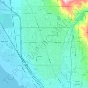 Orem topographic map, elevation, terrain