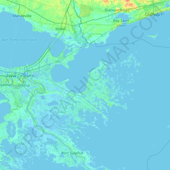 Saint Bernard Parish topographic map, elevation, terrain