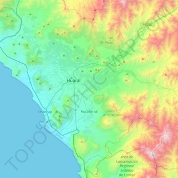 Aucallama topographic map, elevation, terrain