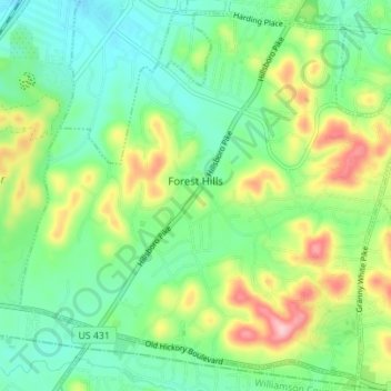 Forest Hills topographic map, elevation, terrain