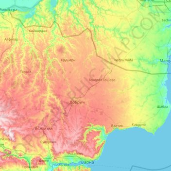 Dobrich topographic map, elevation, terrain