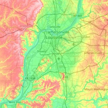 Louisville topographic map, elevation, terrain