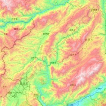 镇康县 topographic map, elevation, terrain