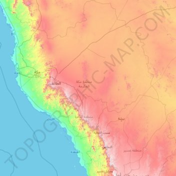 Makkah Region topographic map, elevation, terrain