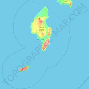 Tinian Municipality topographic map, elevation, terrain