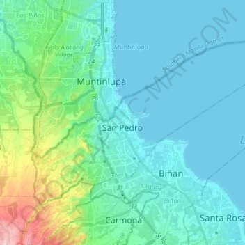 San Pedro topographic map, elevation, terrain