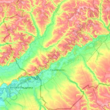Грайворонский городской округ topographic map, elevation, terrain
