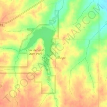 Keomah Village topographic map, elevation, terrain