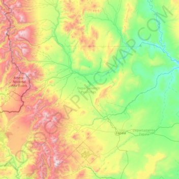 Departamento Picunches topographic map, elevation, terrain