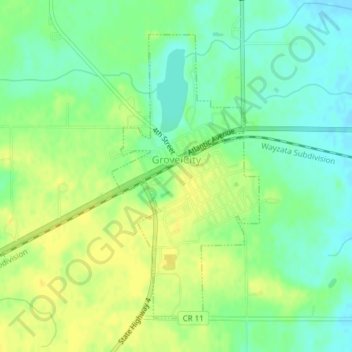 Grove City topographic map, elevation, terrain