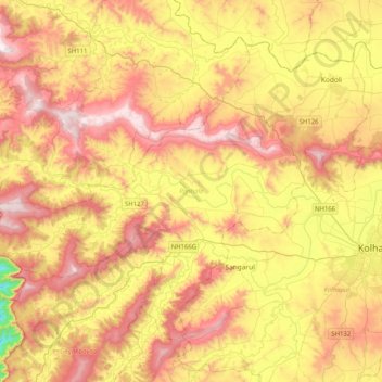 Panhala topographic map, elevation, terrain