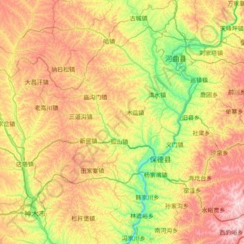 府谷县 topographic map, elevation, terrain