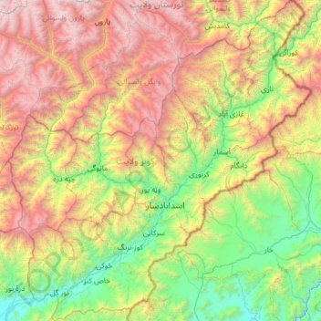 Kunar Province topographic map, elevation, terrain
