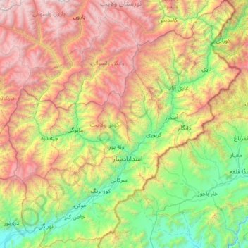 Kunar Province topographic map, elevation, terrain