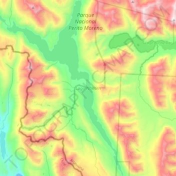 Lago Nansen topographic map, elevation, terrain