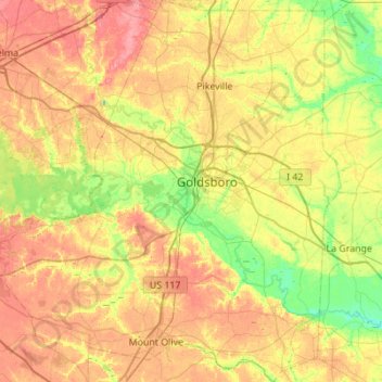 Wayne County topographic map, elevation, terrain