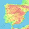 Iberische Halbinsel topographic map, elevation, terrain
