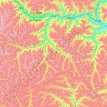 仲萨乡 topographic map, elevation, terrain