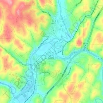 Ellijay topographic map, elevation, terrain