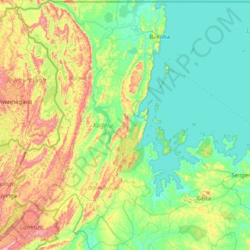 Kagera topographic map, elevation, terrain