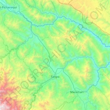 Satipo topographic map, elevation, terrain