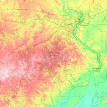 Mark Twain National Forest topographic - Thumbnail