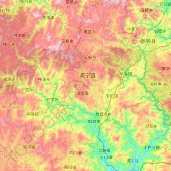 寿宁县 topographic map, elevation, terrain