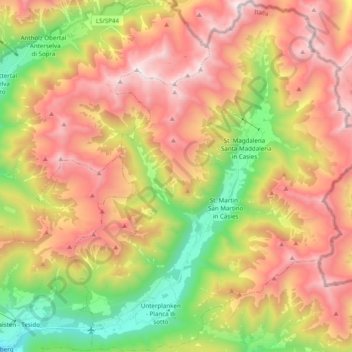Gsies - Valle di Casies topographic map, elevation, terrain