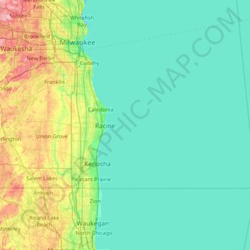 Racine County topographic map, elevation, terrain