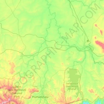 Maluti-a-Phofung Ward 6 topographic map, elevation, terrain