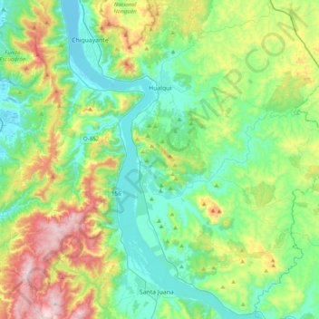 Hualqui topographic map, elevation, terrain