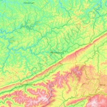 Letcher County topographic map, elevation, terrain