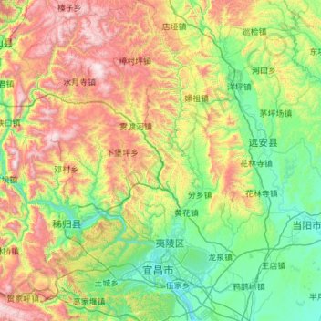 Yiling topographic map, elevation, terrain