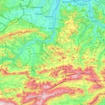 Amtei Dorneck-Thierstein topographic map, elevation, terrain