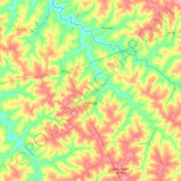 Pirangi topographic map, elevation, terrain