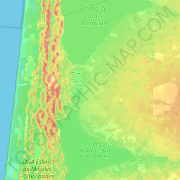 Biscarrosse topographic map, elevation, terrain