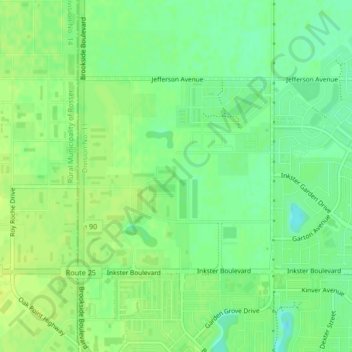 North Inkster Industrial topographic map, elevation, terrain
