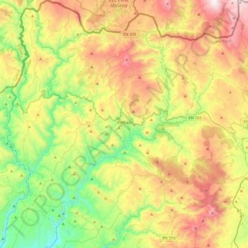 Vinhais topographic map, elevation, terrain
