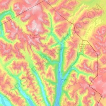 Skagway topographic map, elevation, terrain