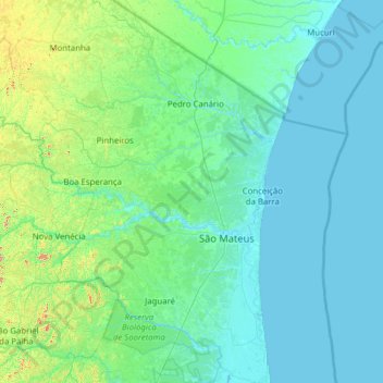 Microrregião São Mateus topographic map, elevation, terrain