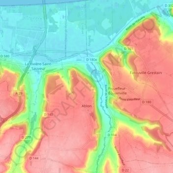Ablon topographic map, elevation, terrain