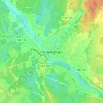 городское поселение Красногородск topographic map, elevation, terrain