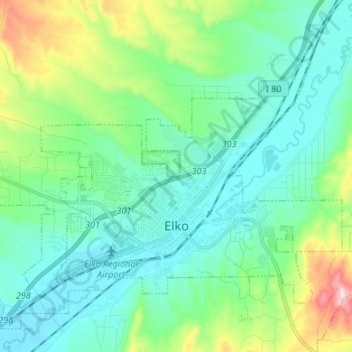 Elko topographic map, elevation, terrain