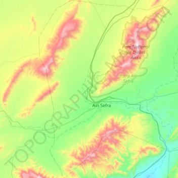 Aïn Séfra topographic map, elevation, terrain