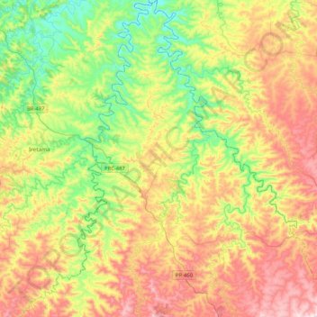 Nova Tebas topographic map, elevation, terrain