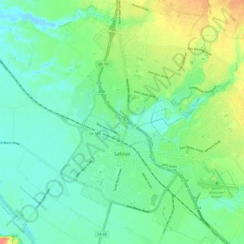 Salinas topographic map, elevation, terrain